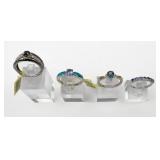 (4) 925 Sterling Silver Rings with Tanzanite Stone