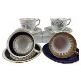 (4) Aynsley Bone China Teacups and Matching Saucer