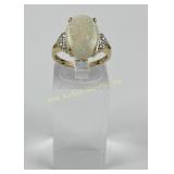 14k Gold, Opal & Diamond Chip Ring