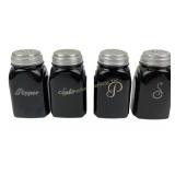 McKee Roman Arch Art Deco Black Glass Salt and Pep