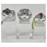 (3) 925 Sterling Silver Rings, Two of them Made in