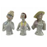 German Porcelain Half Doll  Pin Cushion Holders