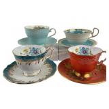 (4) Aynsley Fine Bone China Teacups and Matching S