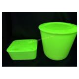 McKee Uranium Jadeite Depression Glass Canister Re