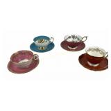 (4) Aynsley Bone China Teacups and Matching Saucer