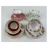 (4) Aynsley Bone China Teacups and Matching Sauce