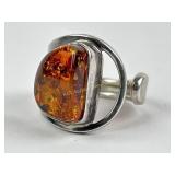 Sterling & Natural Amber Ring