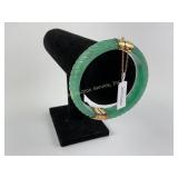 Jade Bangle Bracelet Sterling Closure