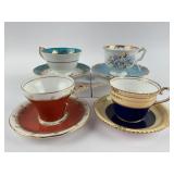 (4) Aynsley Bone China Teacups and Matching Saucer
