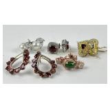 (5) Pairs Sterling & Gemstone Earrings