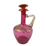 Victorian Bohemian Gilt Enameled Cranberry Glass C