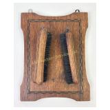 Arts & Crafts Oak Marquetry Shoe Shine Brushes w/P