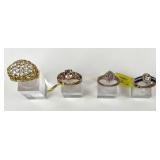 (4) 925 Sterling Silver Rings, Two made in India,