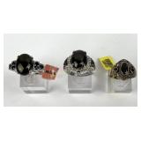 (3) 925 Sterling Silver Rings with Black Gemstones