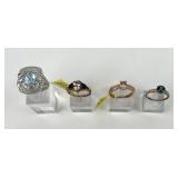 (4) 925 Sterling Silver Rings, Two made in India,