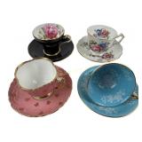 (4) Aynsley Bone China Teacups and Matching Saucer