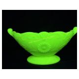 McKee Uranium Jadeite Green Milk Glass Autumn Foot