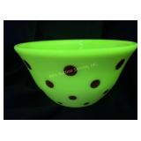 McKee Uranium Yellow Glass Red Polka Dot Mixing Bo