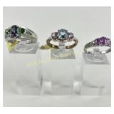 (3) 925 Sterling Silver Rings, two made in India,