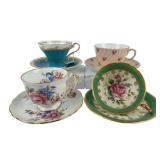 (4) Aynsley Bone China Teacups and Matching Saucer