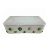 McKee White Glass with Green Diamond Pattern with