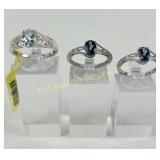 (3) 925 Sterling Silver Rings, one made in India,