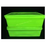 McKee Uranium Jadeite Refrigerator Dishes with Lid