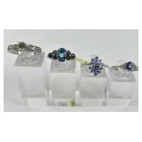 (4) Pairs of 925 Sterling Silver Rings, Three made