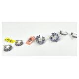 (3) Pairs of 925 Sterling Silver Earrings, One pai