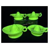McKee Uranium Custard Glass Juicer Reamers
