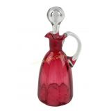 Victorian Panel Optic Cranberry Glass Cruet, 19th