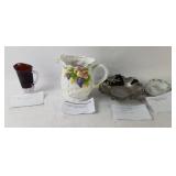 Decorative Pitcher, Bowl, Ramekin Set, Glass