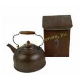 Copper Kettle, Hinged Metal Mailbox with Pineapple