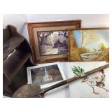 Framed Art, Eagle Shovel, Wooden Shelf
