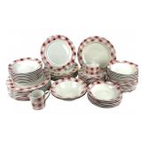 Market Square Stoneware Checks Red Dinnerware