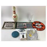 Signs, Mirror, Bowling Pin Glass Books-