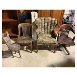 4 Chairs; Golf Themed, rolling wood office chair