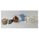 Ceramic Vases, Wall Pockets, Covered Dish