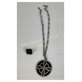 Sterling Silver Necklace, ï¿½One Silver and Black Ea