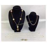 Gold-Tone Necklaces, Pearl Earrings, Freshwater Pe