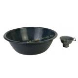 Graniteware Large Gray Enamel Basin and Small Funn
