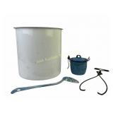 Graniteware Enamel Bucket, Blue Speckled Utensils,