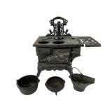 Crescent Cast Iron Miniature Stove With Cookware