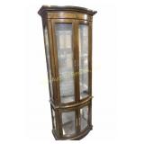 Curved wood hutch curio cabinet
