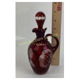 Bohemian Ruby Glass Decanter with Stopper
