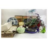 Ceramic Angels , Textiles, Glassware, Copper Pot,