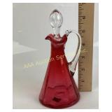 Cranberry Glass Cruet with Stopper