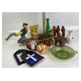 Ceramic, Glass, Brass, and Knick-Knacks, Carved Wo