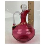 Ruby Red Glass Cruet With Stopper