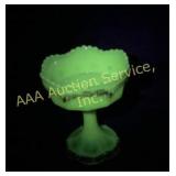 Uranium Glass Compote With Gold Accents